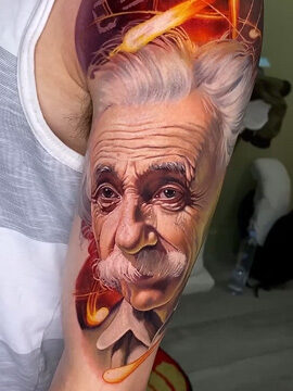 Albert Einstein Portrait Tattoo | Straight Lines Tattoo