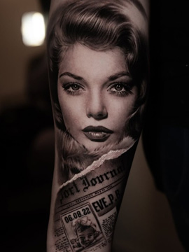 Beautiful Woman Realism Tattoo | Straight Lines Tattoo