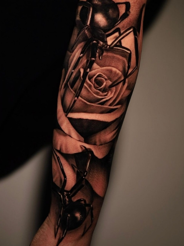 Black And Grey Rose Tattoo