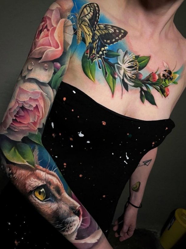 Full Sleeve Flower Tattoo
