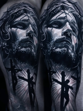 Jesus Crucification Tattoo | Straight Lines Tattoo