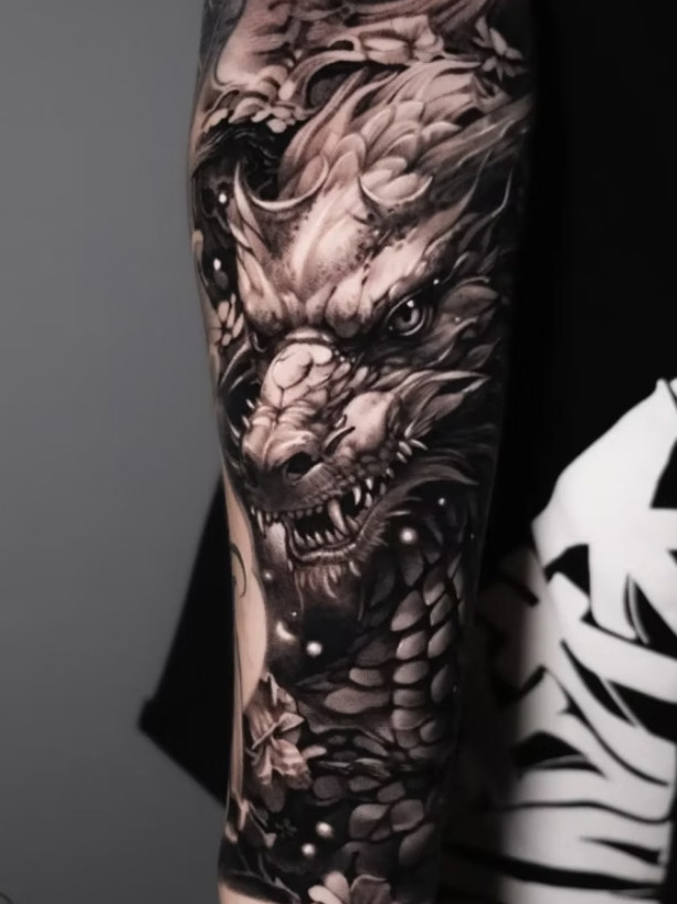 Realistic Dragon Tattoo London | Straight Lines Tattoo